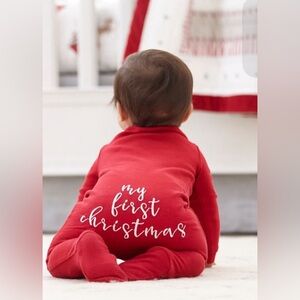 Pottery Barn My First Christmas Organic Cotton zip up Pajama